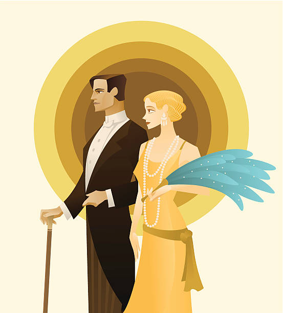 Vintage Couple. Roaring Twenties vector art illustration