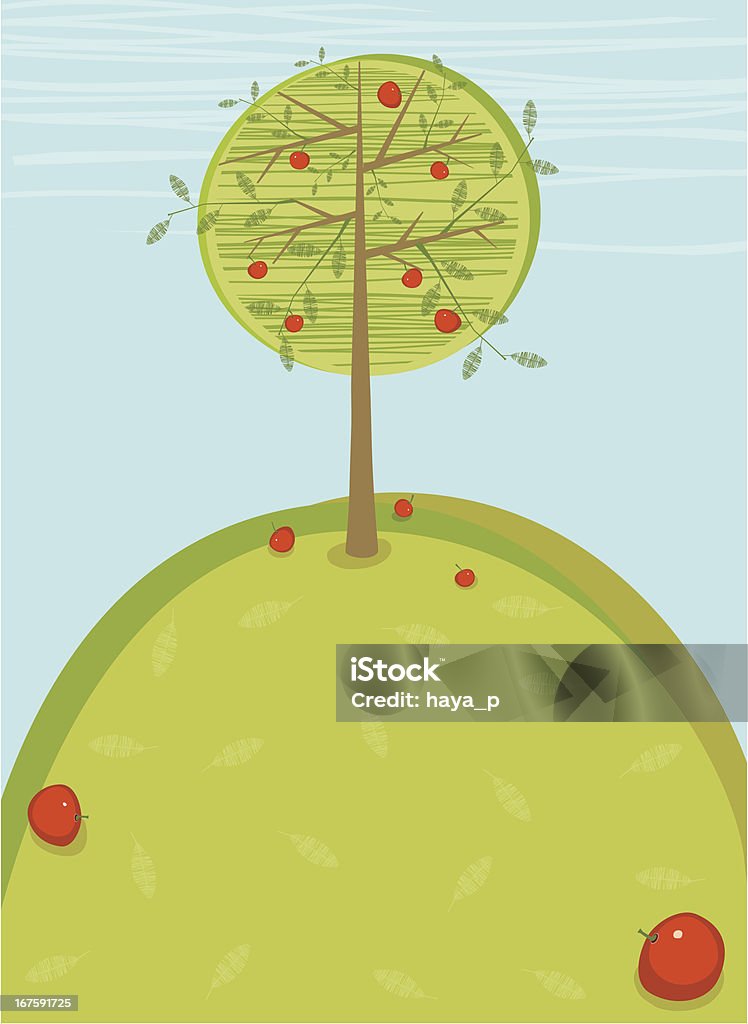 Apfelbaum auf Sommer Hill - Lizenzfrei Apfel Vektorgrafik