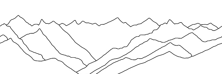 Curved lines, seamless border, imitation of mountain ranges, vector background, minimalism