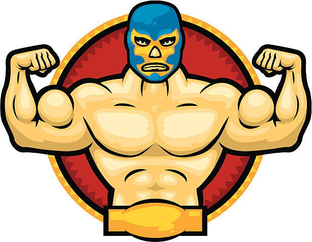 illustrazioni stock, clip art, cartoni animati e icone di tendenza di luchador messicana - wrestling human muscle muscular build strength