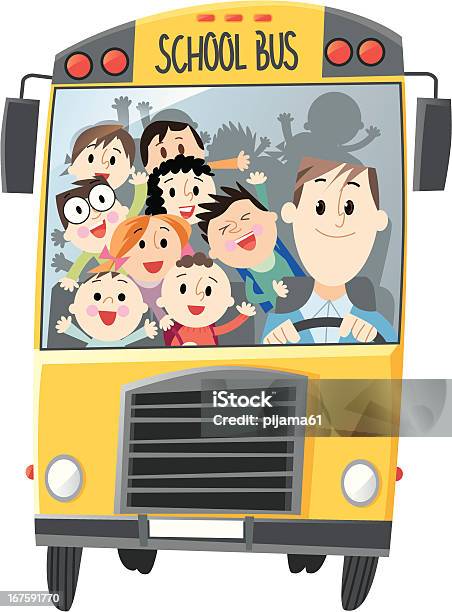 스쿨 버스 통학 버스에 대한 스톡 벡터 아트 및 기타 이미지 - 통학 버스, 운전자-직업, 운전하기