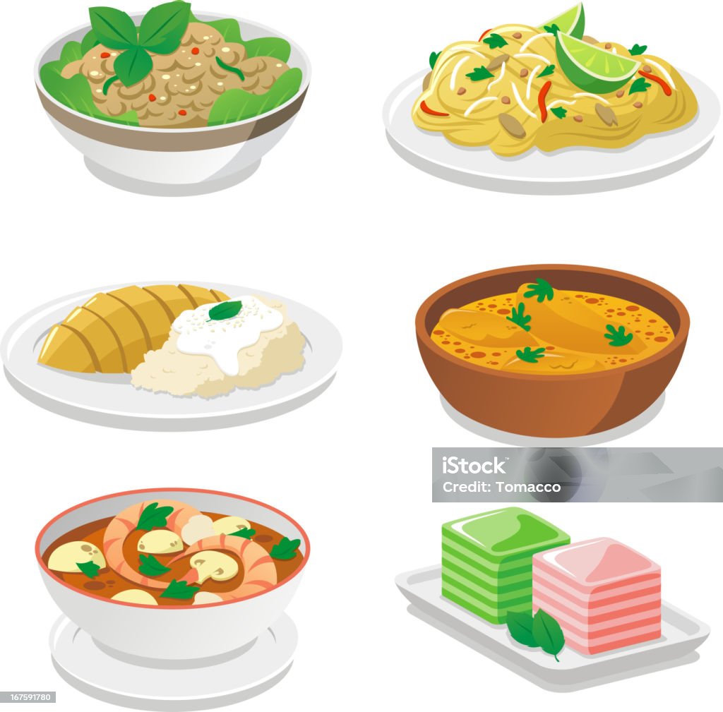 Plats thaïlandais - clipart vectoriel de Aliment libre de droits