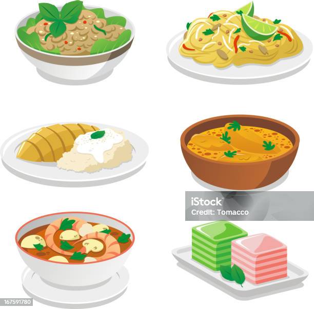 Plats Thaïlandais Vecteurs libres de droits et plus d'images vectorielles de Aliment - Aliment, Cuisine thaïlandaise, Thaïlande