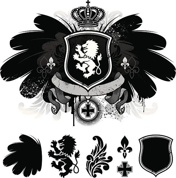 Vector illustration of lion coat of arms