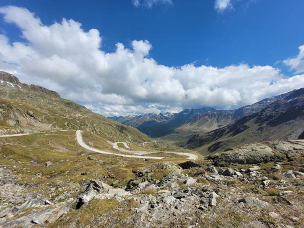 istock Alpine mountain pass road in Switzerland 1675918598