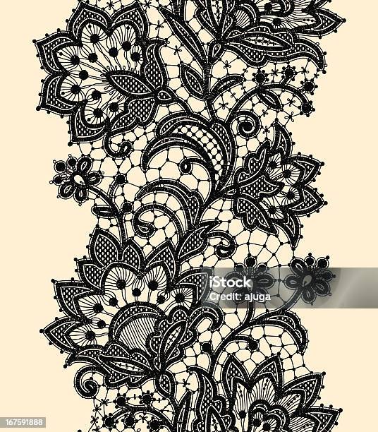 Vertical Seamless Pattern Black Lace Stock Illustration - Download Image Now - Lace - Textile, Backgrounds, Black Color