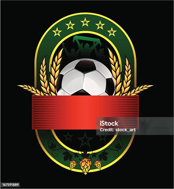 Bier Green Emblem Mit Fußball Ball Und Fans Stock Vektor Art und mehr Bilder von Fußball - Fußball, Bier, Wappen