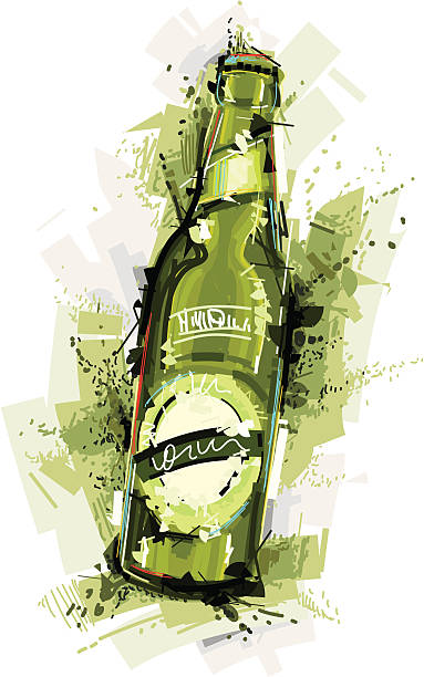 slam beer Image shows a beer bottle in sketchy art; vectorimage with only one layer, without opening shapes and gradients; big jpeg (350DPI); digital drawing with free wild style; fantasy drawing; better for white backgrounds water colour beer hops stock illustrations