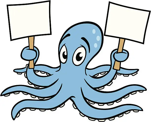 Vector illustration of Octopus With Signs
