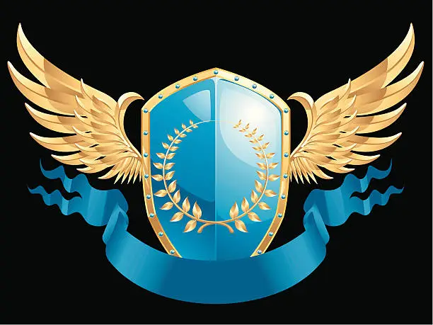 Vector illustration of Shield With Wings