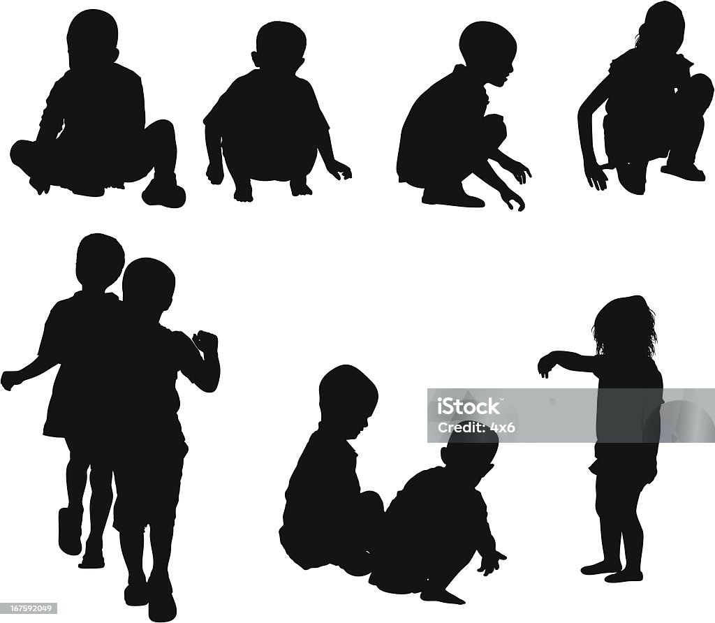 Silhouette of children playing Child stock vector