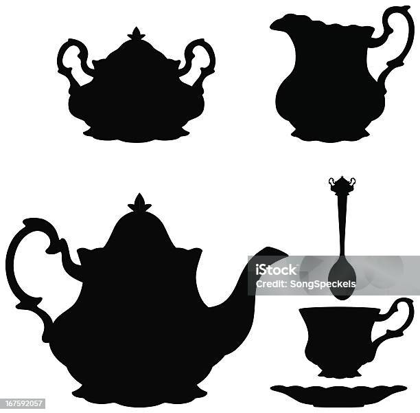 Ilustración de Ilustración Vectorial De Siluetas De Tetera y más Vectores Libres de Derechos de Taza de té - Taza de té, Tetera - Vajilla, Silueta