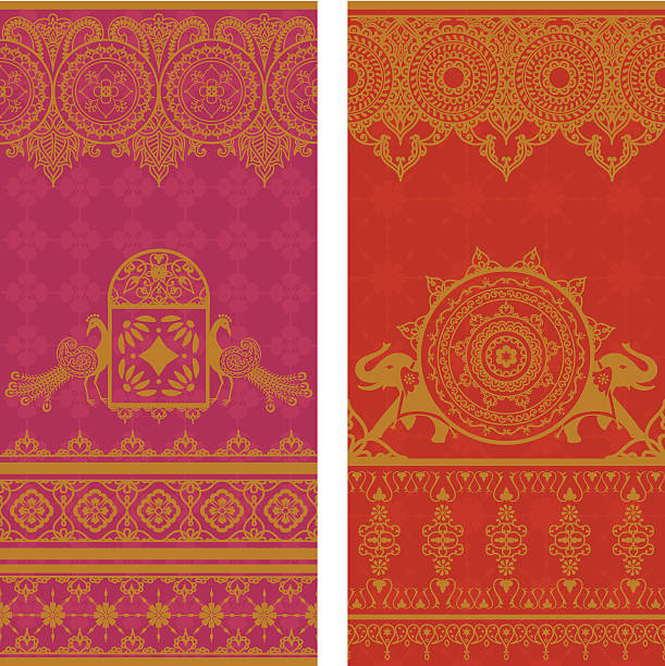sari borders - paw print obrazy stock illustrations