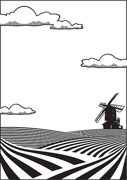 ilustrações, clipart, desenhos animados e ícones de wheatfield fundo - rolling landscape