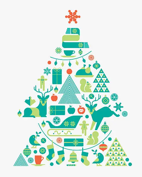 Vector illustration of A Christmas tree made up with Christmas related themes