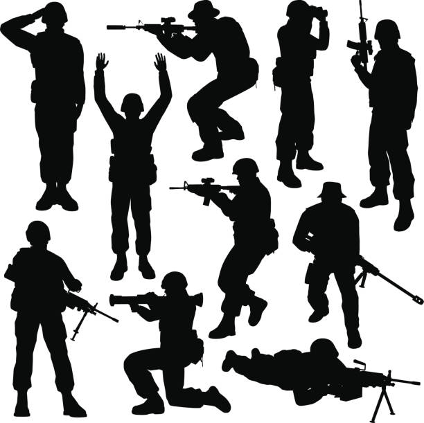 Soldier Silhouettes Set of soldier silhouettes. soldier stock illustrations