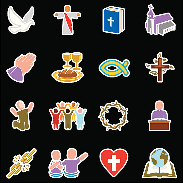 illustrazioni stock, clip art, cartoni animati e icone di tendenza di christian icone - religious icon interface icons globe symbol