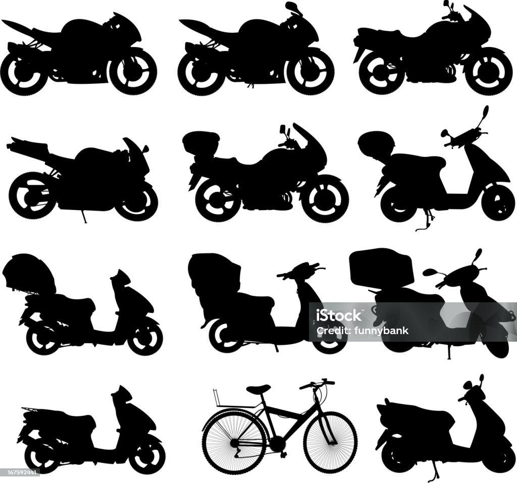 Ensemble de la silhouette de motard - clipart vectoriel de Moto libre de droits