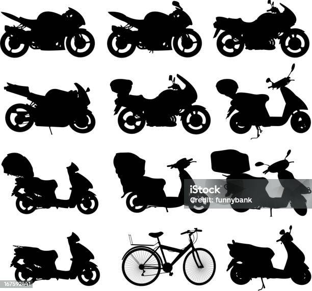 Ensemble De La Silhouette De Motard Vecteurs libres de droits et plus d'images vectorielles de Moto - Moto, Vectoriel, Collection