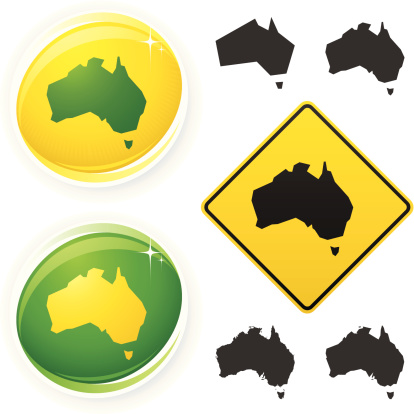 Icons with the australian map. Outlines vary in simplicity.