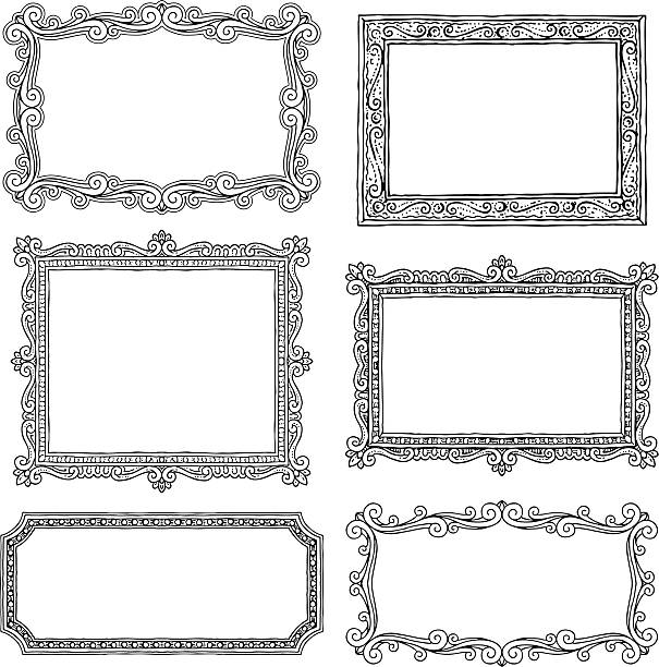 Hand Drawn Frames Set of five different hand drawn frames. Hi res jpeg included. Scroll down to see more illustrations and elements. drawing of scroll work stock illustrations