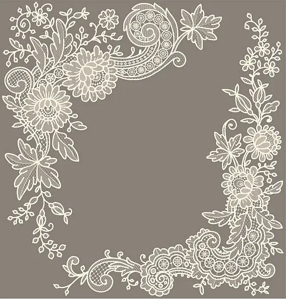 Vector illustration of Сream-colored lace Corners.