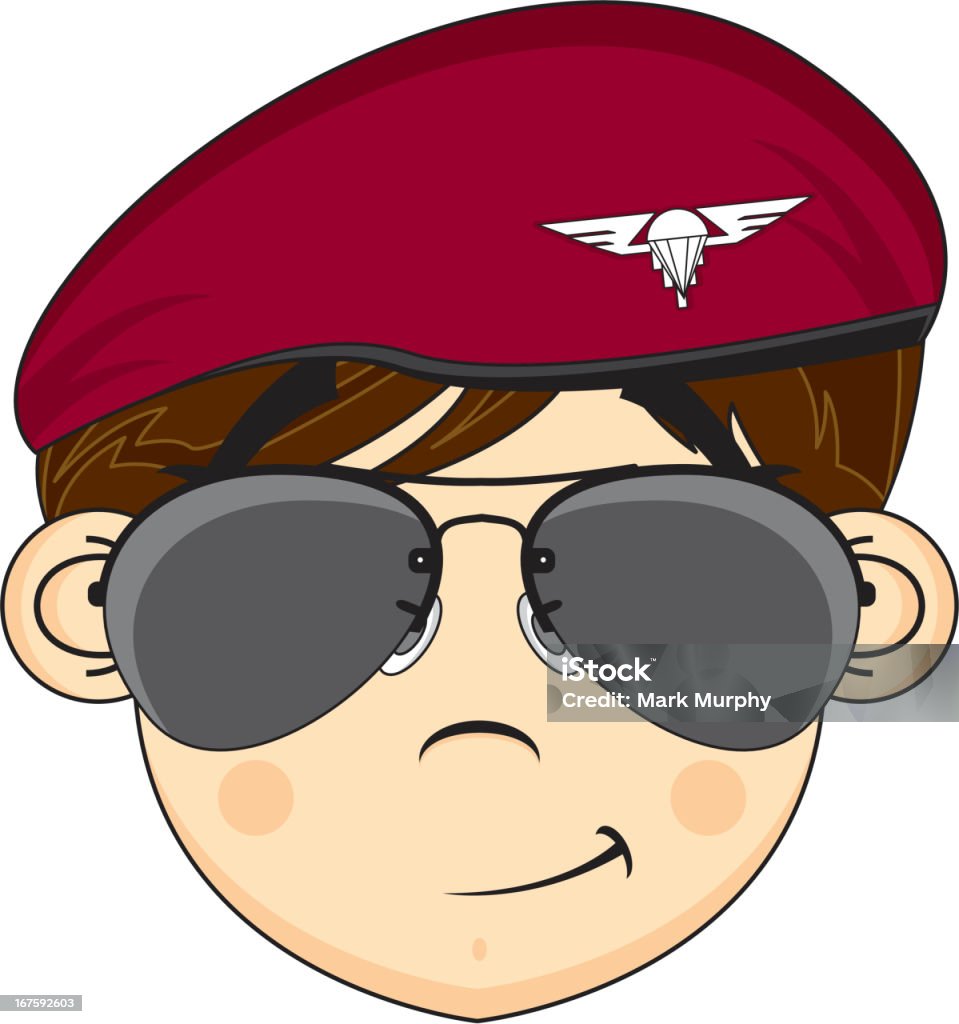 Cute WW2 British Army Private Vector Illustration of an adorably cute WW2 British Army Private in sunglasses.  Army Soldier stock vector