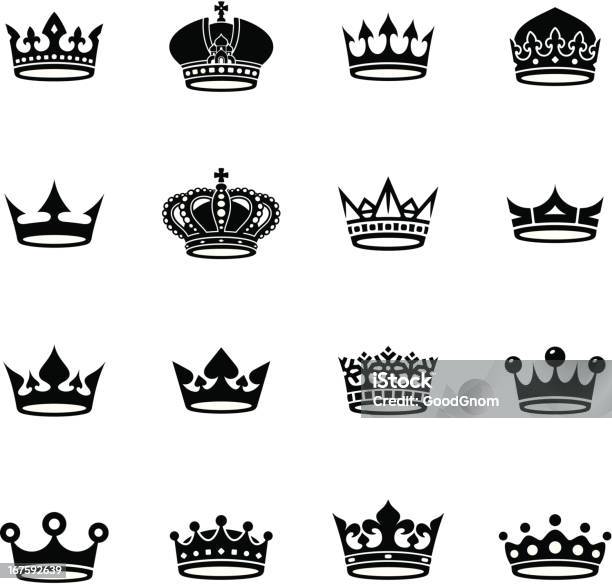 Ilustración de Crown Blanco Y Negro De y más Vectores Libres de Derechos de Corona - Accesorio de cabeza - Corona - Accesorio de cabeza, Ícono, Realeza