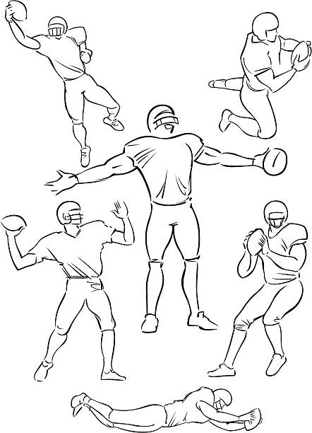 американский футбол игра рис. 5 - tight end stock illustrations