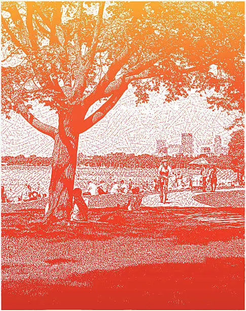 Vector illustration of City Park Summer Day