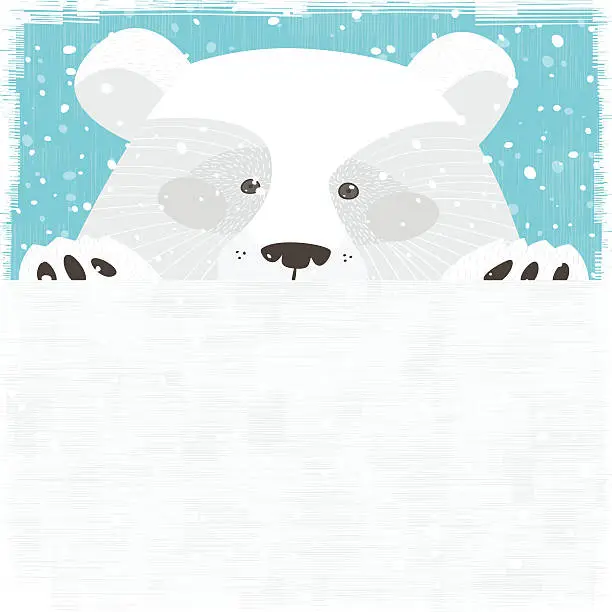 Vector illustration of Peeking Polar Bear