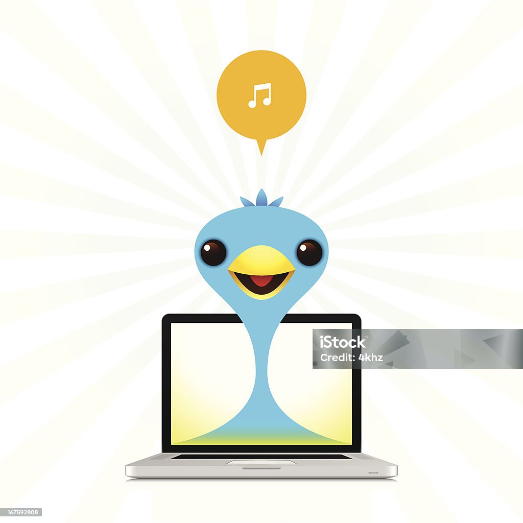 Chanter Blue Bird d'écran d'un ordinateur portable - clipart vectoriel de Téléphone - Équipement de télécommunication libre de droits