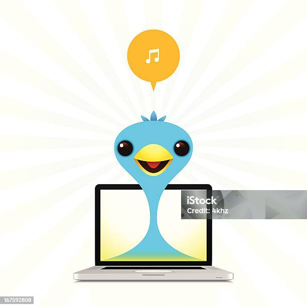 Chanter Blue Bird Décran Dun Ordinateur Portable Vecteurs libres de droits et plus d'images vectorielles de Téléphone - Équipement de télécommunication - Téléphone - Équipement de télécommunication, Blanc, Bleu