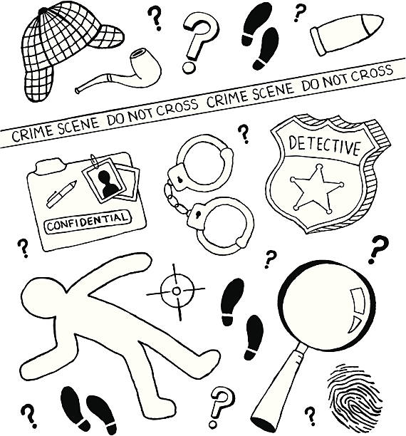 illustrazioni stock, clip art, cartoni animati e icone di tendenza di investigatore e schizzi - detective accessory