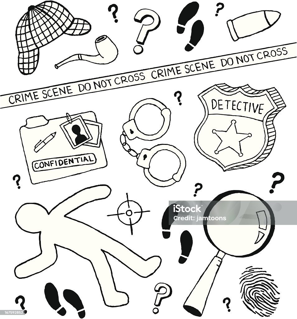 Detective Doodles A collection of crime/detective doodles. Detective stock vector