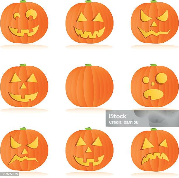 Pumpkin Faces Stock Illustration - Download Image Now - Pumpkin, Jack O' Lantern, Cartoon
