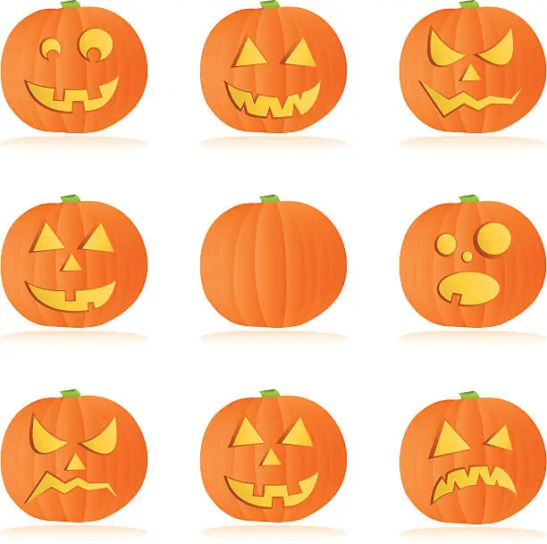 Vector illustration of Pumpkin faces