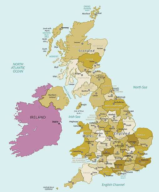 Map Of United Kingdom Precise map of United Kingdom with administrative divisions. fife county stock illustrations