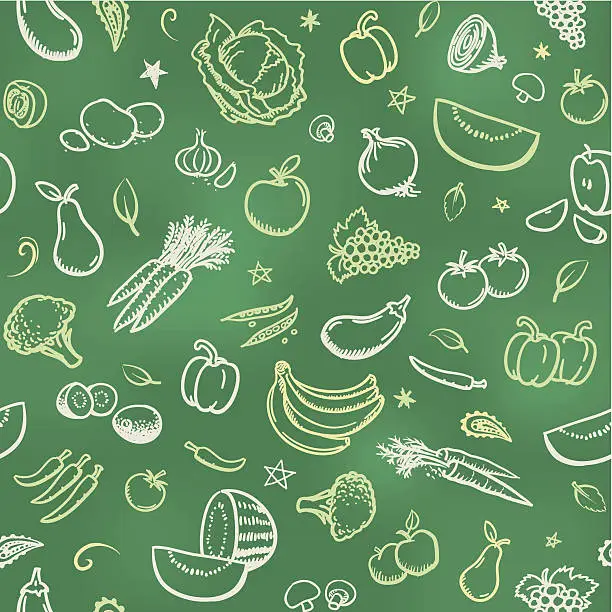 Vector illustration of Fruit and vegetable wallpaper background