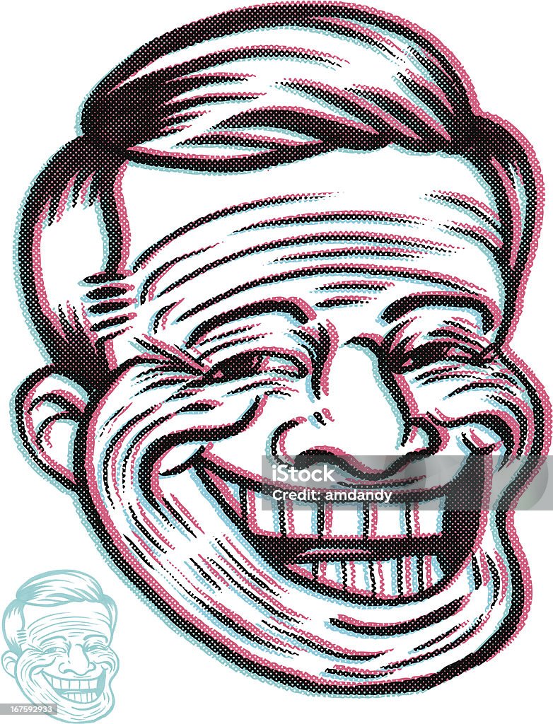 RETRO TROLL SONRISA - arte vectorial de Cara sonriente antropomórfica libre de derechos