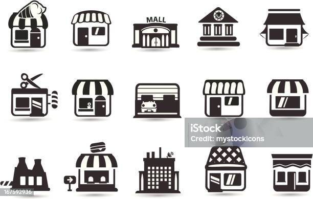 Store Front Icons Stock Illustration - Download Image Now - Icon Symbol, Delicatessen, Convenience Store