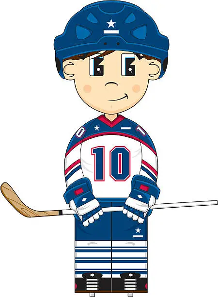 Vector illustration of Cute Hockey Boy