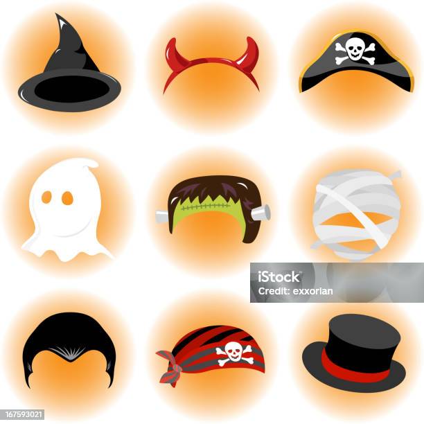 Halloween Et Chapeaux Vecteurs libres de droits et plus d'images vectorielles de Halloween - Halloween, Costume de déguisement, Masque
