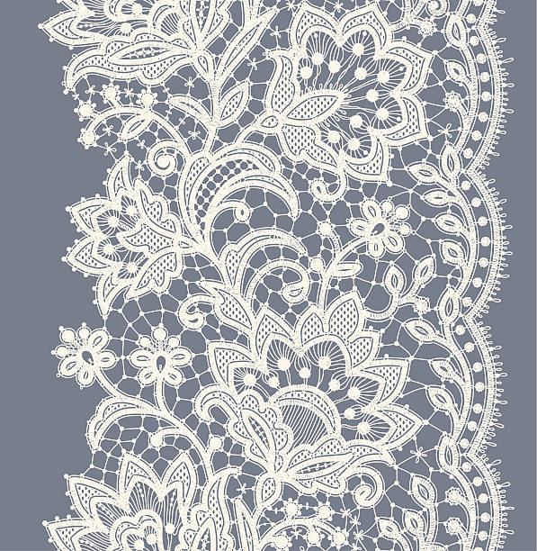 schnürsenkel ribbon vertikale nahtlose muster. - lace white pattern flower stock-grafiken, -clipart, -cartoons und -symbole