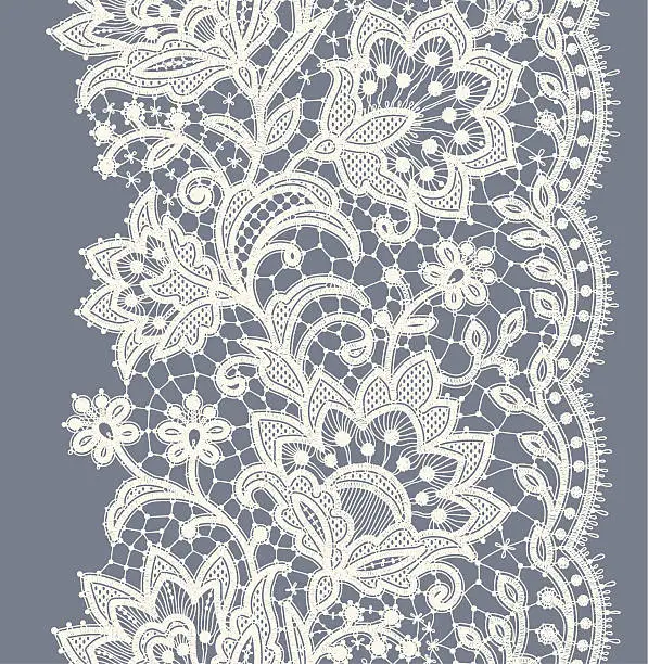 Vector illustration of Lace Ribbon Vertical Seamless Pattern.