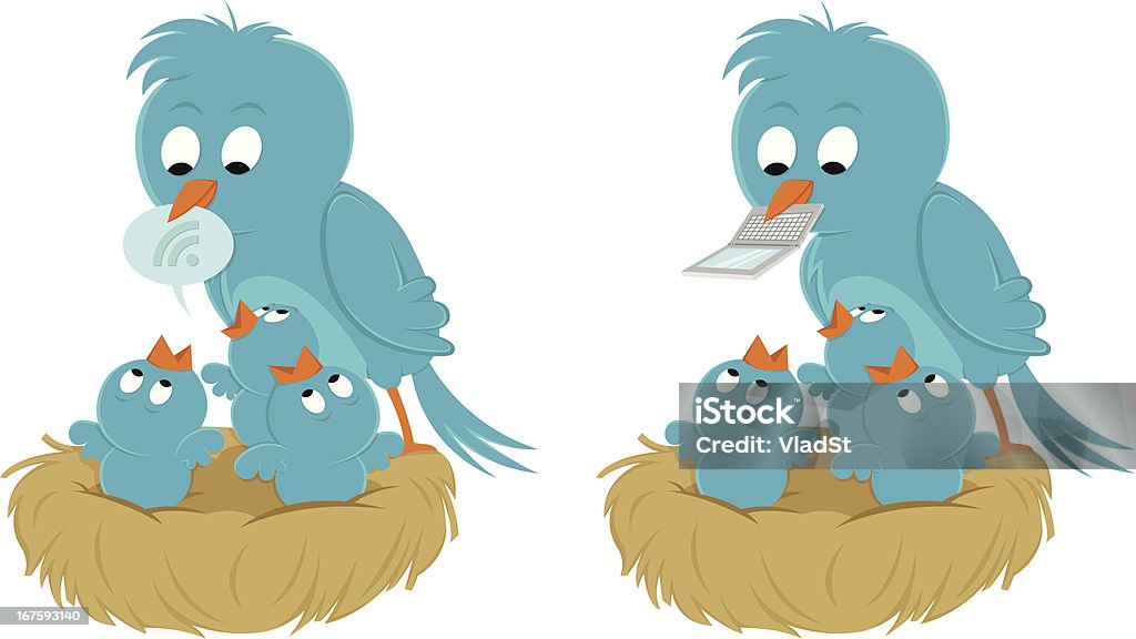 Żywność dla dziecka bluebirds - Grafika wektorowa royalty-free (Bez ludzi)