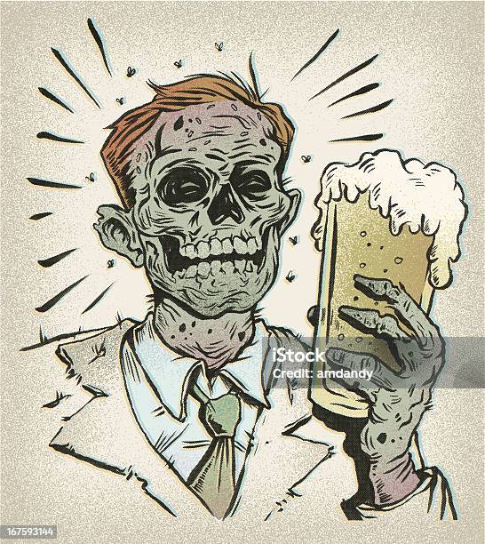 Retro Beer Buddy The Undead Stock Illustration - Download Image Now - Zombie, Beer - Alcohol, Halloween