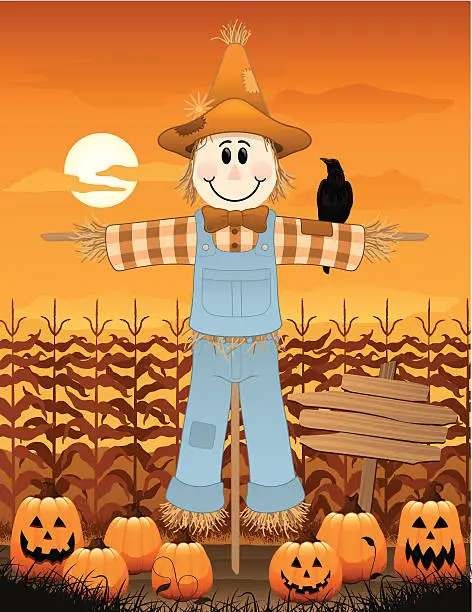Vector illustration of Scarecrow on the farm