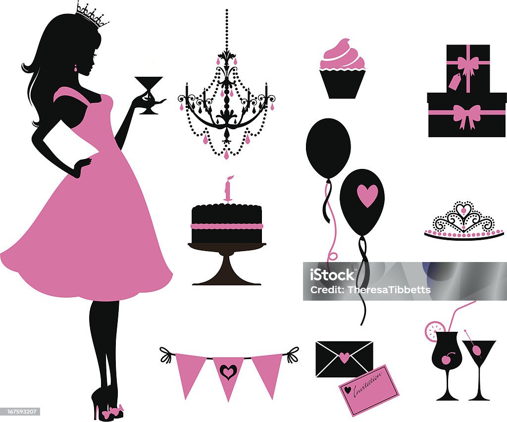 Party Princess A cute princess and party elements. Click below for more party and sexy girl images. Teenage Girls stock vector
