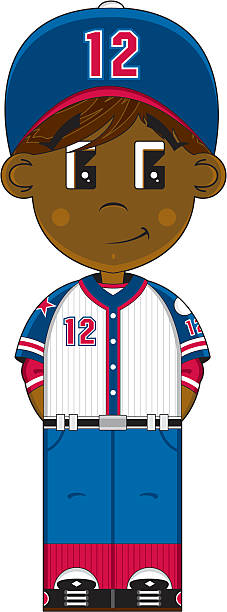 ilustraciones, imágenes clip art, dibujos animados e iconos de stock de linda juventud league baseball niño - little league